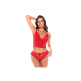 Ensemble 2 pièces rouge dentelle élégance classique – Mapalé